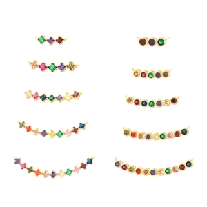 Connecteurs géométriques plaqués or 18 carats sertis de zircons colorés pour bijoux DIY