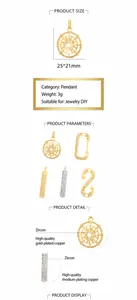 Detailed view of nautical wheel and LOVE bar pendants with sparkling zircon settings