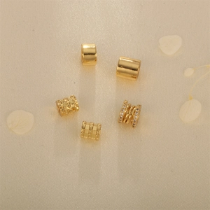 Perles et pendentifs DIY plaqués or avec zircone et motifs géométriques pour bijoux