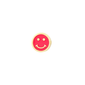 Colorful rose red enamel smiley face bead accessory in gold-plated copper for DIY jewelry