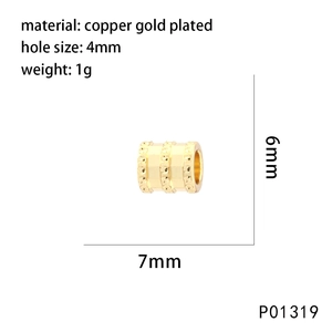 Vue détaillée du diamètre de 4mm et des dimensions de la perle en cuivre doré