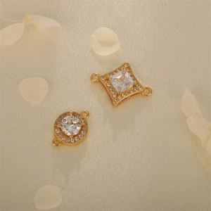 18K gold plated bagua pendants with large zircon in circular and diamond shapes