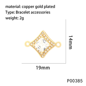 Detailed macro view of 18K gold plated copper diamond pendant with large zircon