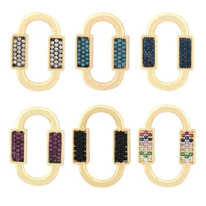 Connettori ovali per gioielli in oro con pietre micro-pavé in sei vivaci colori assortiti