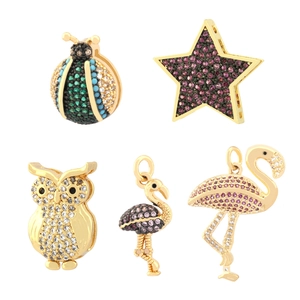 Colorful zircon animal pendants including beetle star owl and flamingo for watch straps