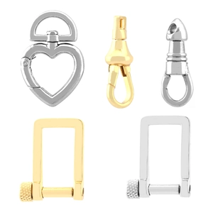 Industrial punk metal carabiner and screw buckle accessories in gold and silver finish