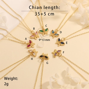 Collection of butterfly necklaces with colorful stones and adjustable 35+5cm chain details