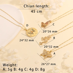 Details von vier Schmetterlings-Halsketten mit Zirkonia in 18K Goldoptik