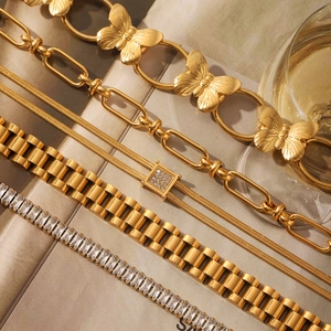 Trendy Stainless Steel Zirconia Bracelet For Women Gold Plated Niche Design Butterfly Link Bracelet Fashion Jewelry Gift