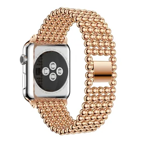 Elegant rose gold multi-strand bead metal watch strap for Apple Watch and Samsung
