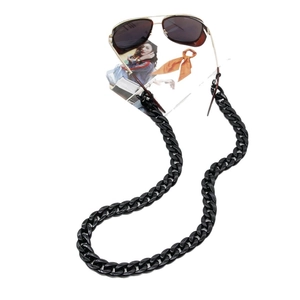 Chunky black acrylic glasses chain with adjustable loops for sunglasses and fashion styling