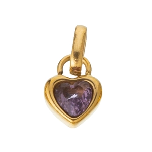Golden heart pendant with purple faceted zircon stone accessory for DIY jewelry making