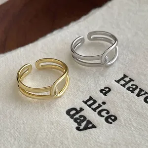 Minimalist S925 sterling silver knotted open rings in gold and rhodium finishes