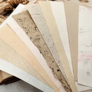 Vintage scrapbooking material paper set with textured marble and handmade paper sheets