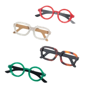 Fashionable acetate acrylic glasses brooch set with vintage round and square frames
