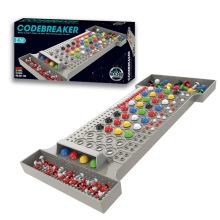 Close-up of Codebreaker board game with colorful pins and retail packaging for kids