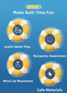 Close-up of wind-up swimming doll toy with water buoyancy and safe material features