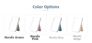 Detailed comparison of folding makeup mirrors in Nordic green, pink, blue, and beige colors