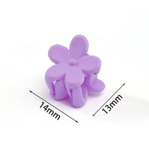 Cute 14mm purple plum blossom matte plastic mini hair claw clip for girls