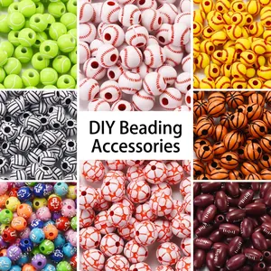 Acrylic Sports Ball Loose Beads Basketball Football Soccer Shape For DIY Jewelry Making Handmade Bracelet Crafts