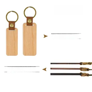 Macro detail of wood and leather keychains showing various widths and side thicknesses
