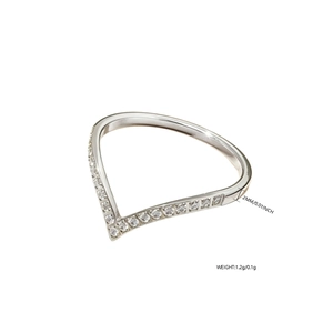 Eleganter 2mm V-Ring aus Titanstahl mit Zirkonia-Mikropavé in silberner Ausführung