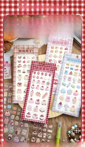 3D puffy foam stickers with cute bear and dessert themes for DIY scrapbooking