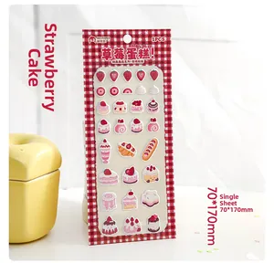 Detail of cute strawberry cake foam stickers for scrapbooking measuring 70x170mm