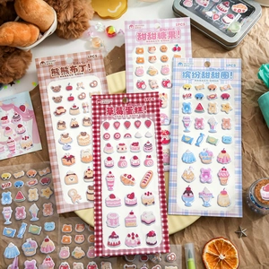 Mr Paper Dessert Shop Series 3D Puffy Foam Stickers Kawaii Strawberry Cake Bear Pudding DIY Decorative Scrapbooking Stickers