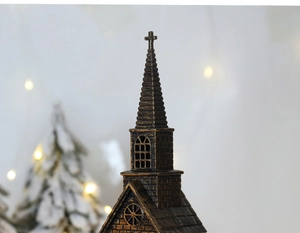 Macro view of vintage bronze gothic church lantern with intricate masonry texture