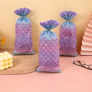 Mermaid Scales Gift Bags Plastic OPP Candy Cookie Packaging With Twist Ties For Birthday Party Favor Purple Blue Gradient