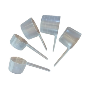 5-piece set of long-handle plastic measuring spoons with 10ml, 20ml, 30ml scales