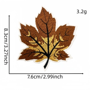 Detailed maple leaf embroidery iron on patch for clothing decoration 3.27 x 2.99 inches