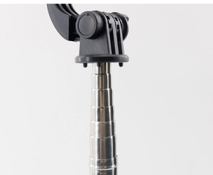 Detail view of the durable stainless steel telescopic rod and swivel joint connector