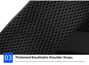 Detail view of thickened breathable mesh shoulder straps on a business travel backpack
