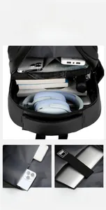 Detailed interior of travel backpack with 15.6 inch laptop compartment and multi-pockets