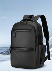 Waterproof business backpack with large capacity and matte leather details for travel