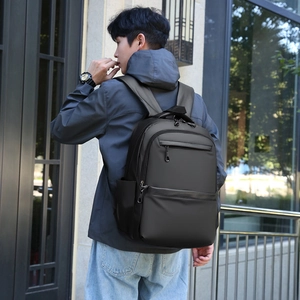 Business travel backpack in black waterproof nylon with large capacity for men