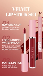 Set rossetto liquido opaco impermeabile e matita labbra tonalità rosso mattone