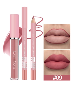 Set trucco labbra #09 con rossetto liquido opaco e due matite per labbra coordinate