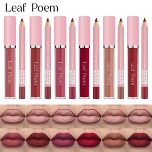 Set rossetto liquido opaco e matita labbra impermeabile in sei tonalità di colore