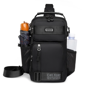Men Chest Bag Sling Crossbody Backpack Multi-functional Oxford Cloth Outdoor Casual Retro Letter Pattern Sport Bag