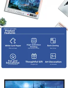 Detail of 1000-piece white card puzzle showing high-definition printing and letter-back partitioning