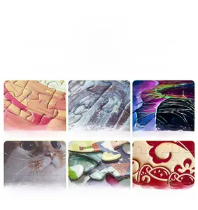 Detailed comparison of laminating, glitter, and hot stamping textures for jigsaw puzzles