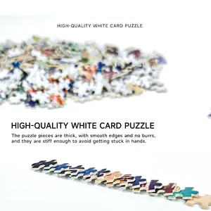 Thick 1000-piece white card puzzle pieces with smooth edges on a clean white backdrop
