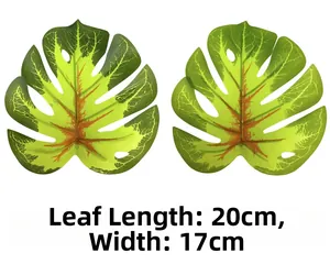 Artificial Monstera leaves set of 2 with realistic veins, leaf size 20cm by 17cm