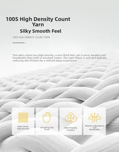 Close-up macro of 100S high-density pure cotton sateen fabric showing fine weave texture