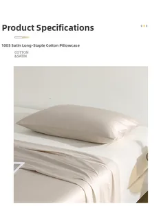 Macro detail of luxurious 100S satin long-staple cotton pillowcase in champagne gold silk finish