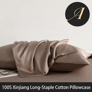 Premium 100S long-staple cotton brown pillowcase with silky finish and A-grade safety fabric