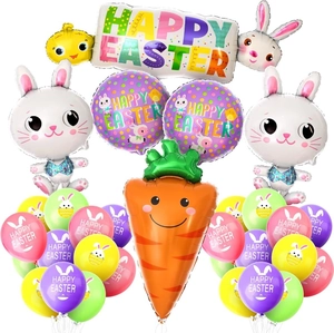 Easter party balloon set with Happy Easter foil balloons and colorful latex decorations